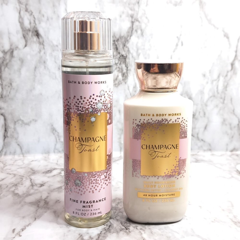Bath & Body Works Set of 2 Champagne Toast Fine Fragrance Mist‎ & Body Lotion